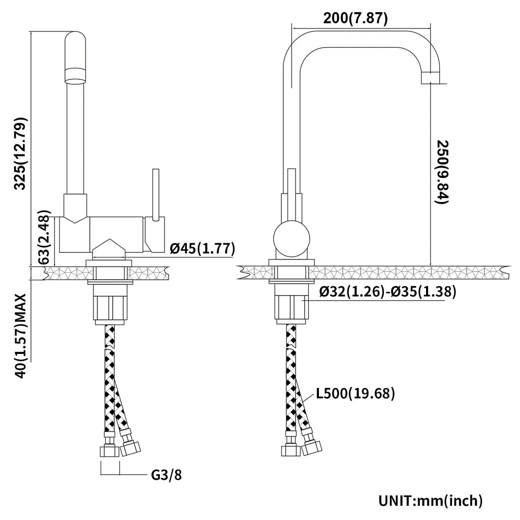 360° Swivel Foldable Kitchen Mixer, Kitchen Faucet with Window-Facing Folding Handle, 304 Stainless Steel Sink Mixer Tap