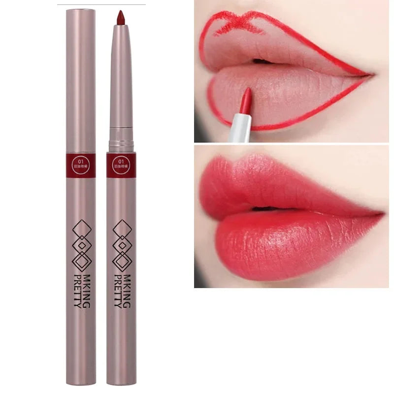 Matte red lip liner pencil, waterproof and long-lasting for smooth, defined, non-stick lip makeup application.