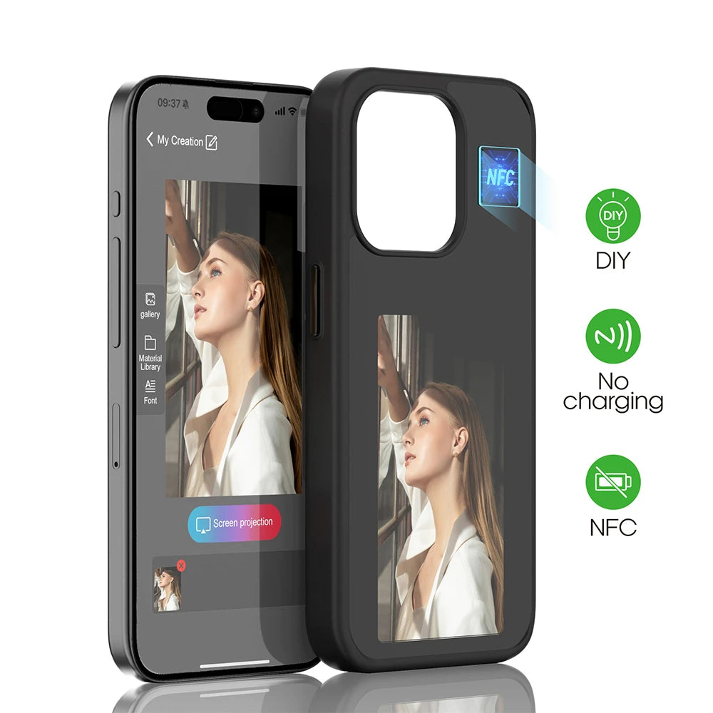 NFC Smart E Ink Phone Case for iPhone 16 Pro Max - Shock-Absorbing Cover Tidesmit