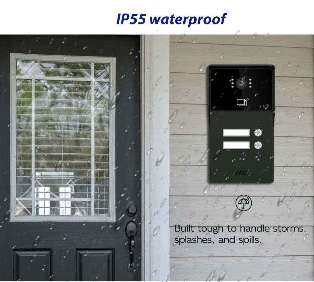 7-inch 4-line video doorbell intercom system, CVBS interface, 1-2 units, with night vision function, suitable for apartments