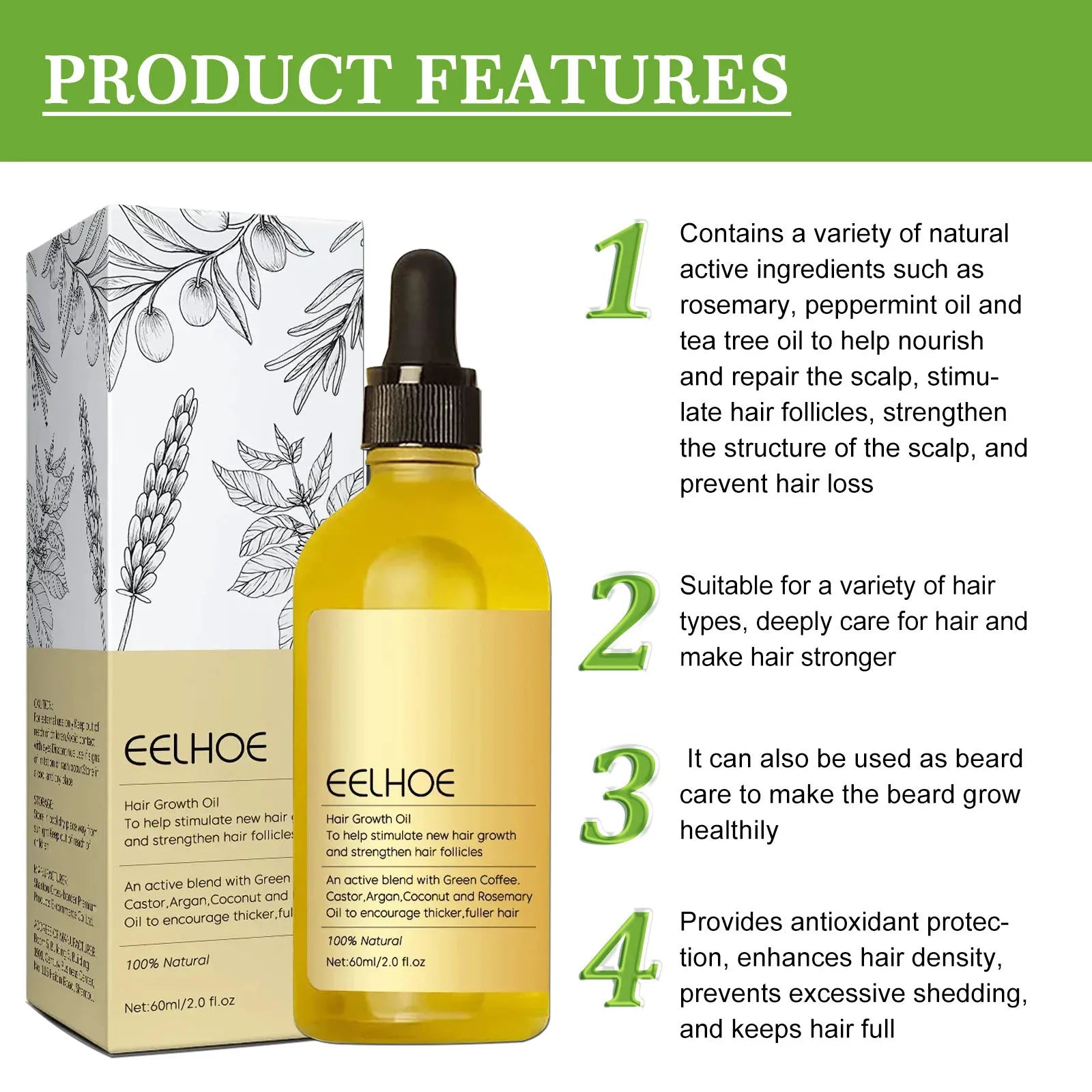 Tidesmit Hair Growth Essential Oil: Rosemary & Argan Scalp Treatment to Prevent Hair Loss and Boost Thickness.