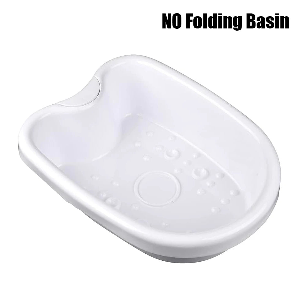 White non-folding detox ion foot spa basin for home therapy and foot bath cleanse with massage acupressure points.