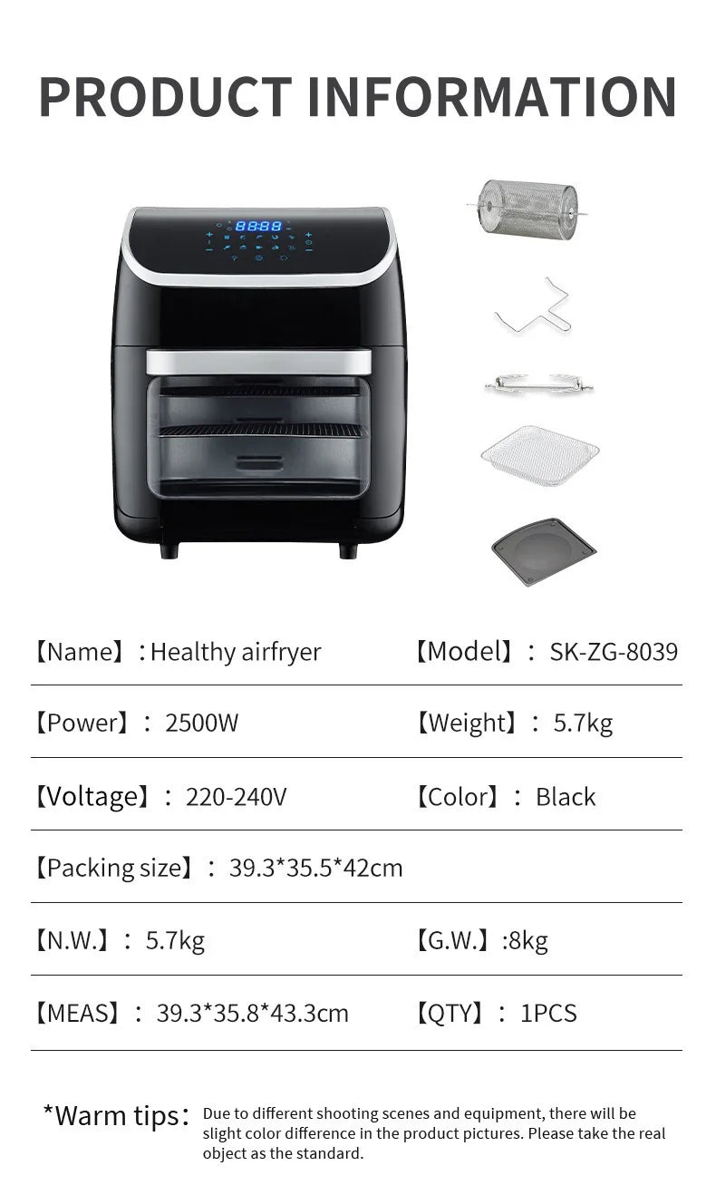 Airo Factory Can Customize Large Capacity air Fryer Touch air Fryer No Oil Smoke Fries Electromechanical Oven
