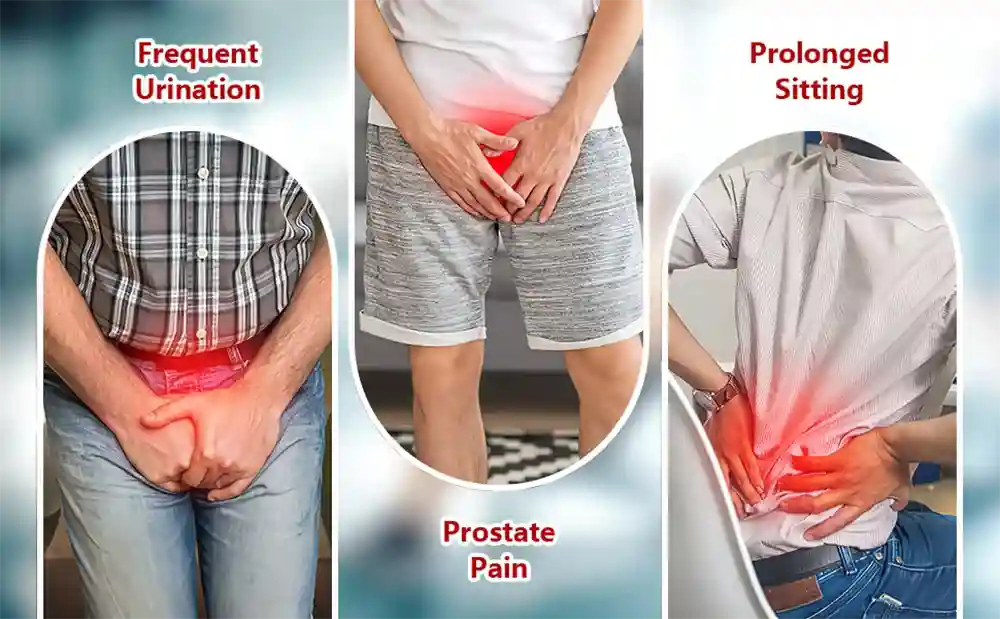 82-LED red light therapy belt for prostate pain relief, frequent urination, and back pain, using 660nm/850nm light.