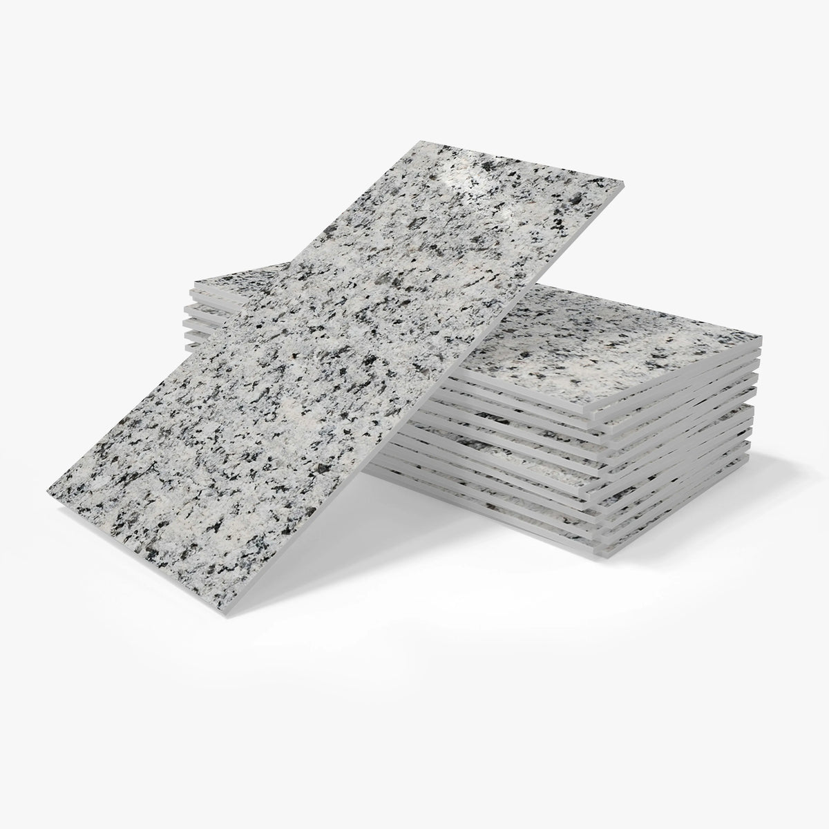 Self-adhesive foam marble tile sticker sheets, speckled gray granite look