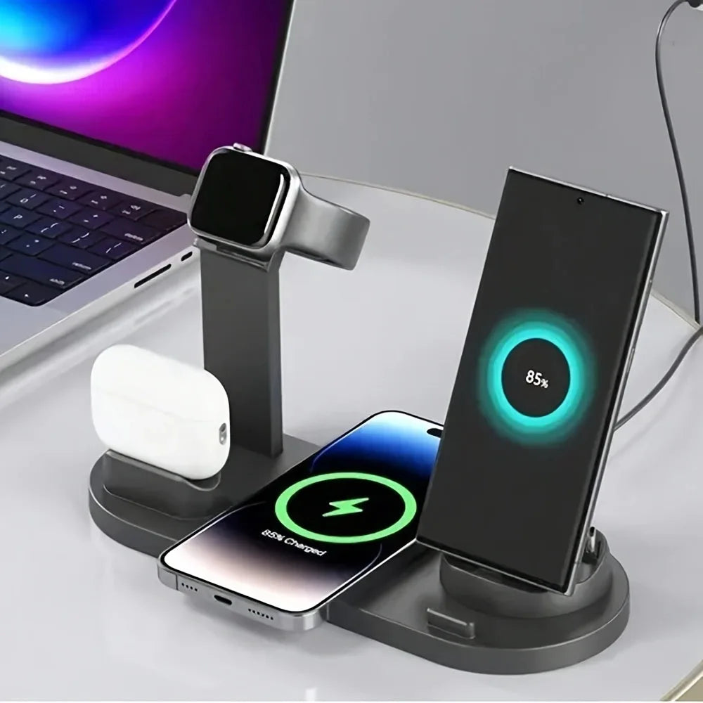 Wireless Charging Station - Qi Certified MagSafe Compatible Multi-Device Black Tidesmit