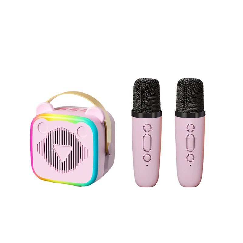K10 Wireless Bluetooth Speaker With 2 Microphone RGB Light Outdoor Home Karaoke Voice Change Mini Speaker for Family Gifts