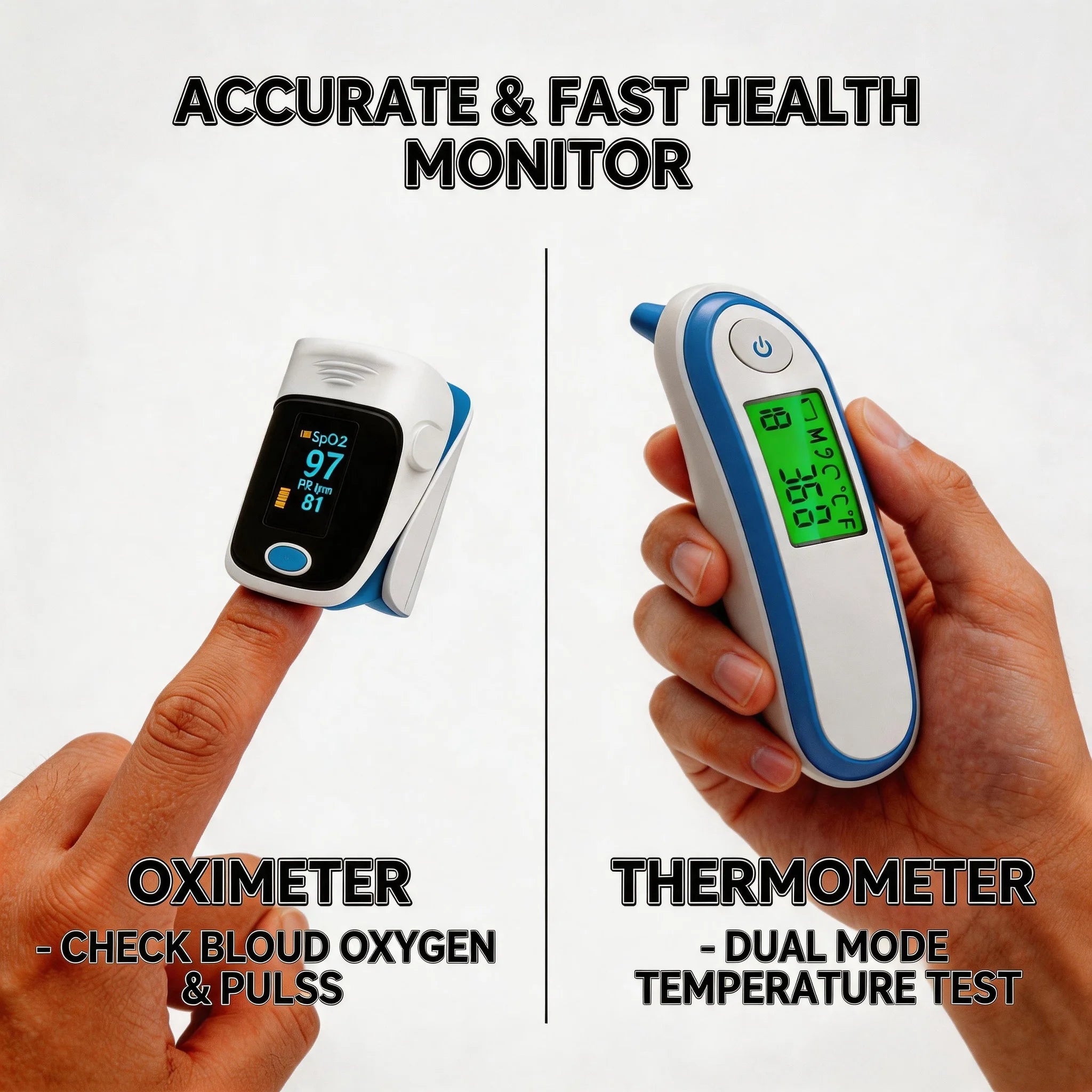 Medical Fingertip Pulse Oximeter Medical Ear forhead Body Infrared Thermometer home Saturation Meter portable  oximetro de pulso