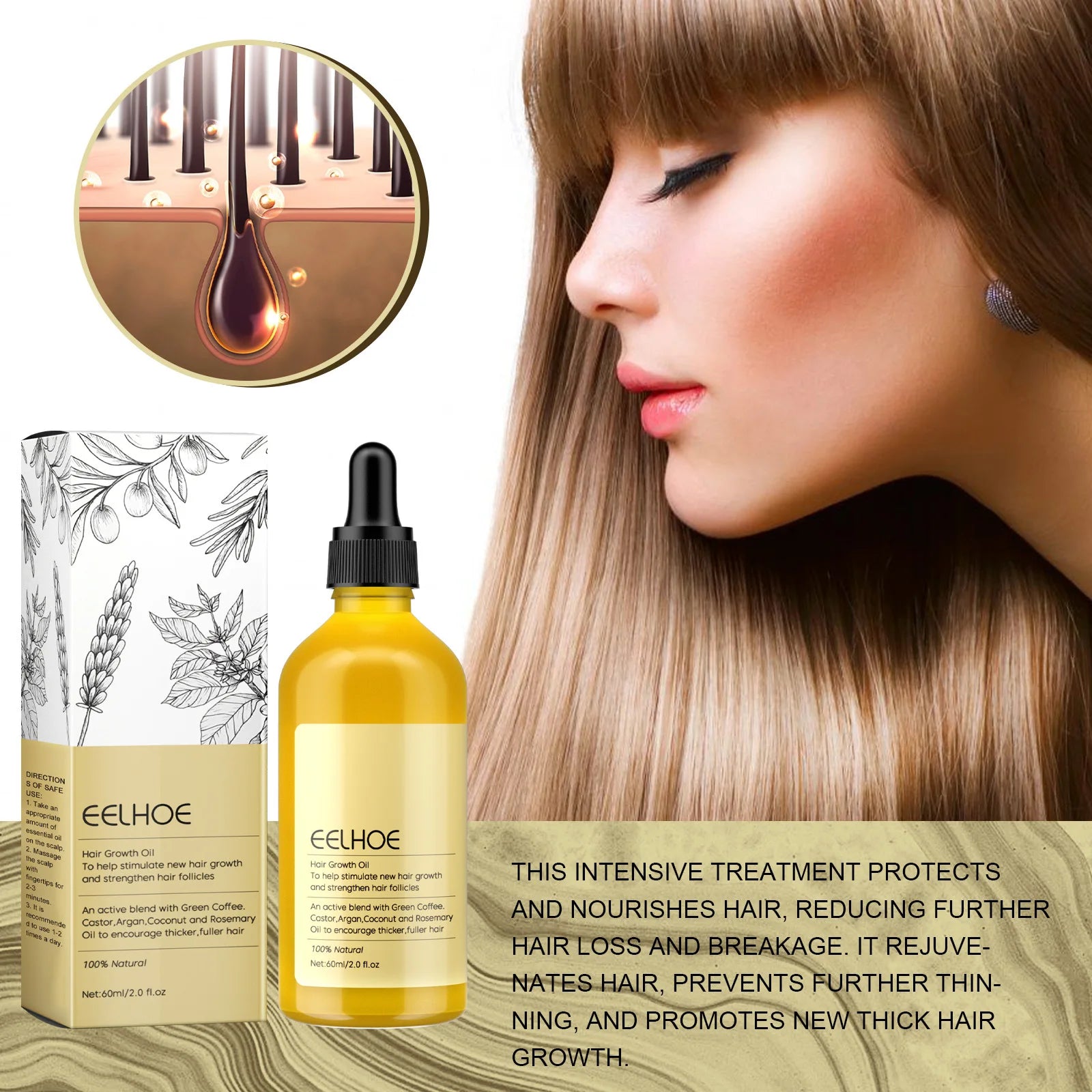 Tidesmit EELHOE hair growth essential oil for anti-hair loss, scalp treatment, and thicker hair with natural ingredients.