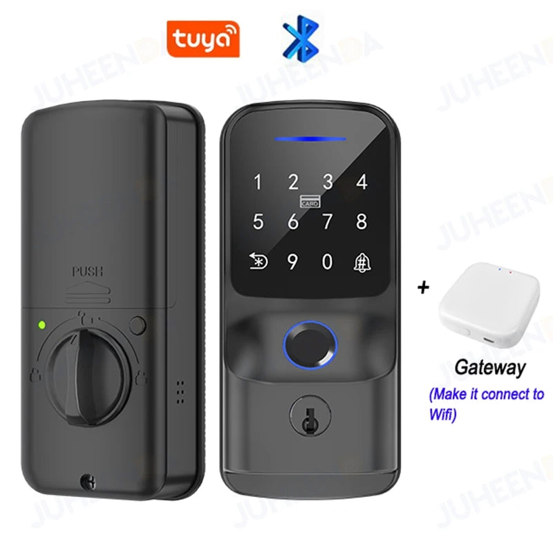 Tuya BLE WiFi Smart Door Lock Fingerprint Password RFID Card Key Unlock APP Control Electronic Deadbolt Lock for Home Office