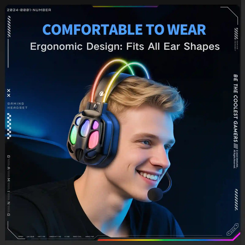 ONIKUMA X89 Gaming Headphones: Surround Sound Over-Ear Wired Headset Tidesmit