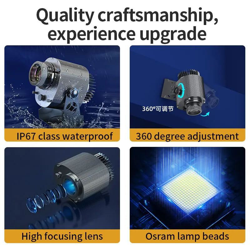 Custom HD Outdoor IP67 Waterproof Rotating Projection Lamp Gobo Shop Logo Projector Indoor Door Head Advertising Image