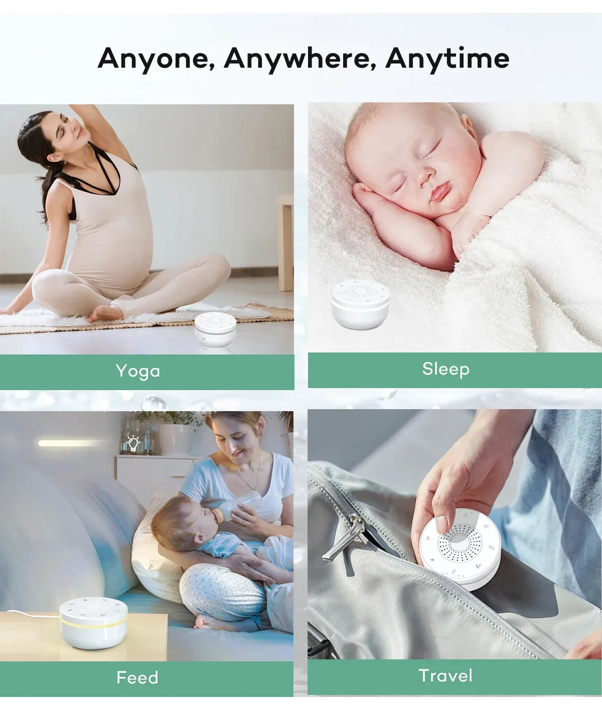 Sleep White Noise Machine with Soothing Sound Touchable Rechargeable Night Light Relaxing Audio & Sleep Lamp for Baby