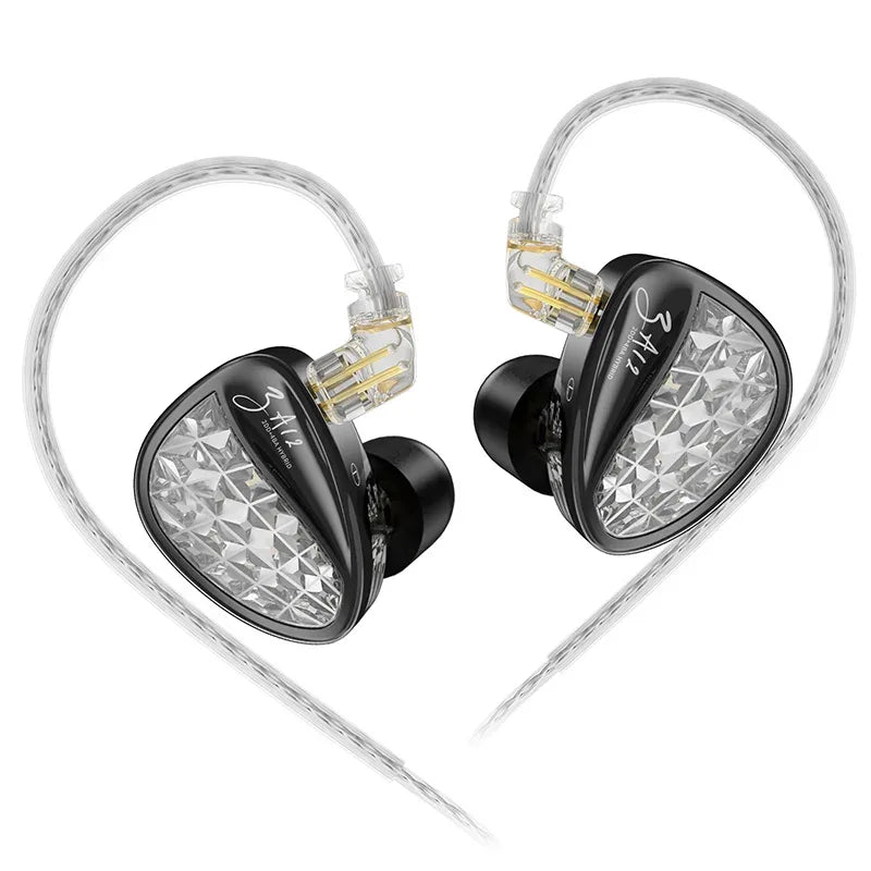 Wired Hybrid In-Ear Monitor Headphones with Dual Tuning by Tidesmit Black no mic China Mainland Tidesmit