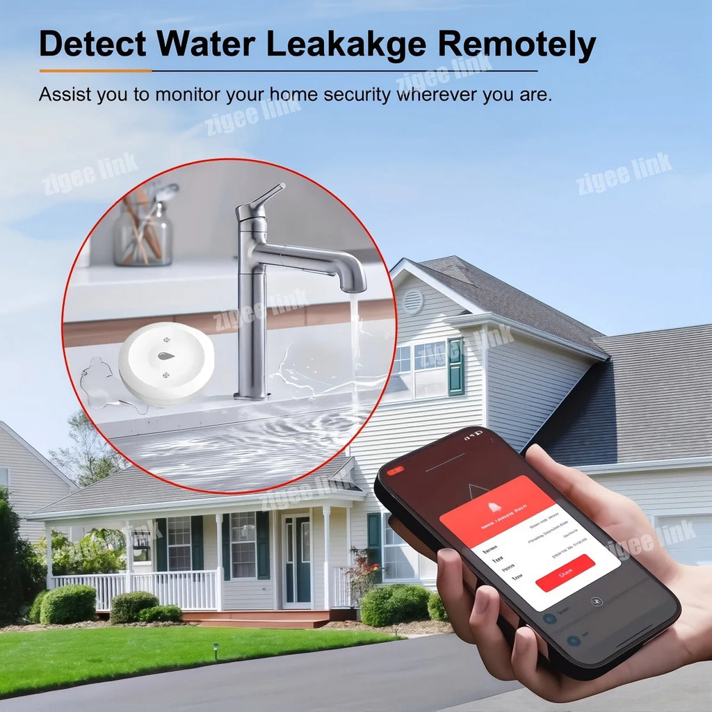 Smart Water Leak Sensor ZigBee 3.0 WiFi Flood Alarm for Home Automation Tidesmit