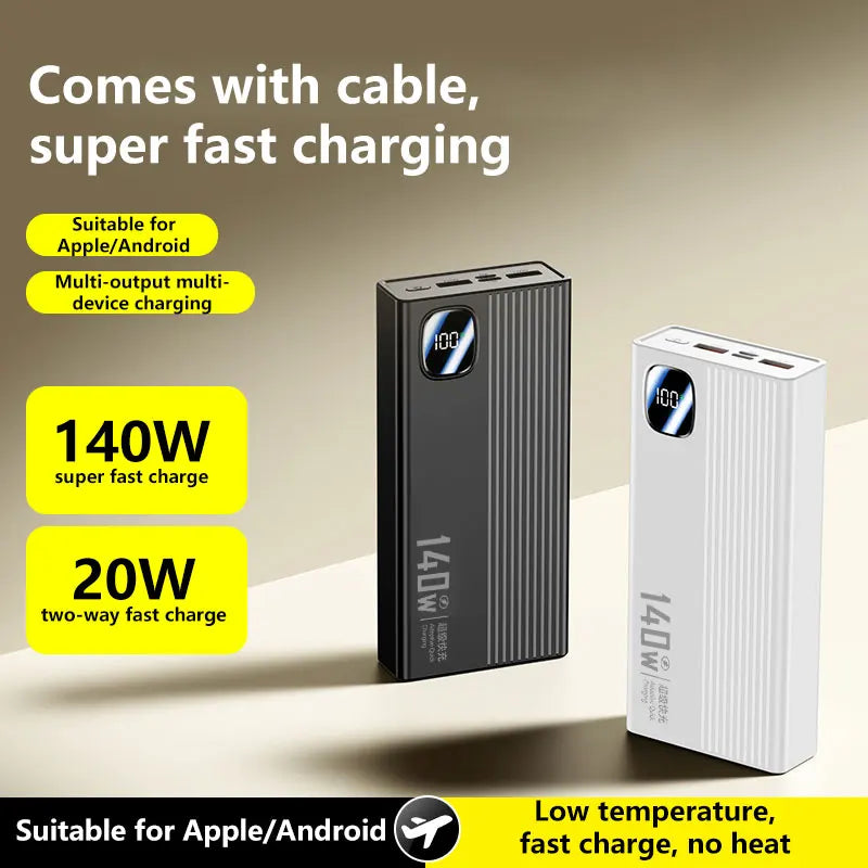 Tidesmit 200000mAh Portable Power Bank - Fast Charging USB-C Travel Battery Tidesmit