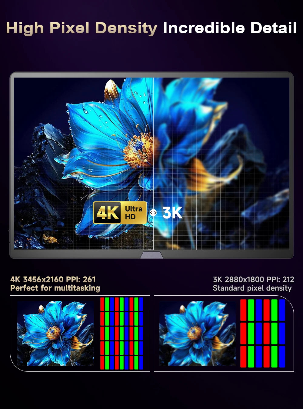 Uperfect 15.6" 4K OLED Screen Portable Monitor 100% DCI-P3 Display 1MS Eye Care PC 60hz For Laptop Mac NUC Mini PC VESA LS Stand