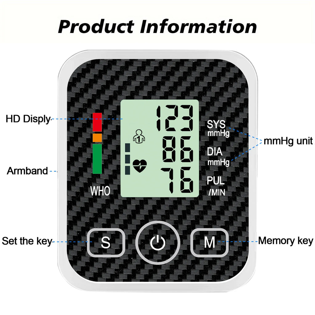 Automatic Digital Upper Arm Blood Pressure Monitor LCD & Cuff Medical Measuring BP & Pulse Rate Blood Pressure Monitors for Home