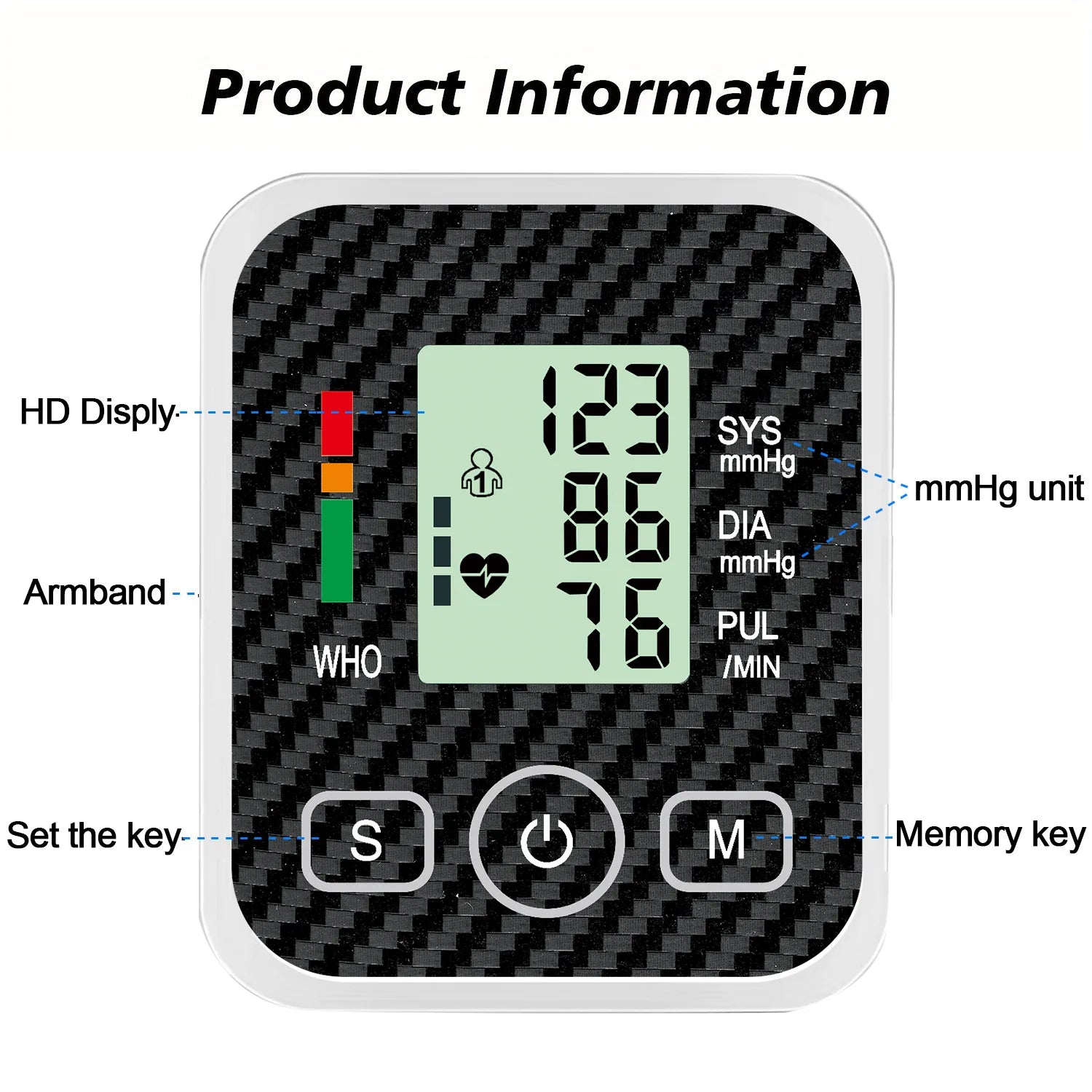Automatic Digital Upper Arm Blood Pressure Monitor LCD & Cuff Medical Measuring BP & Pulse Rate Blood Pressure Monitors for Home