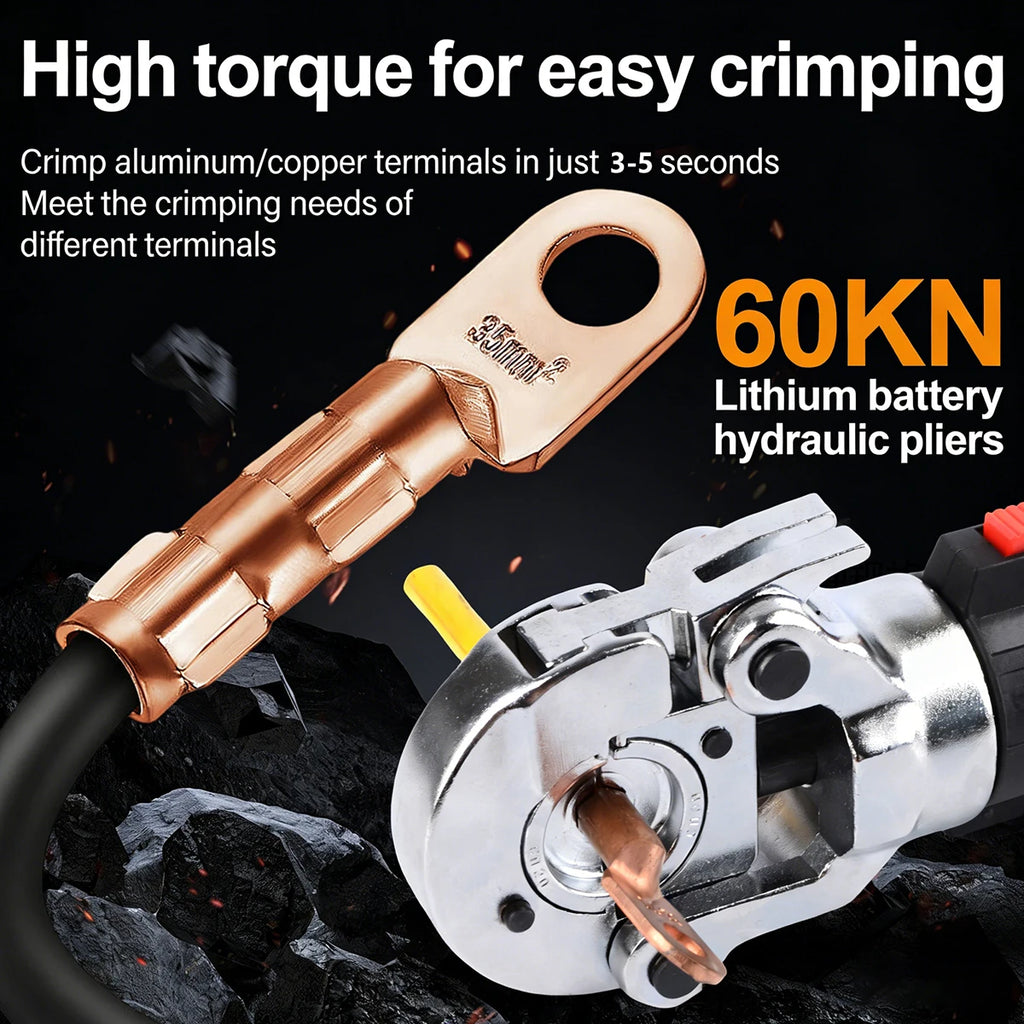 Electric Hydraulic Crimping Pliers With 13 Dies 12T Rechargeable Crimper Tool Portable Crimper Kit for Copper Aluminum Terminal