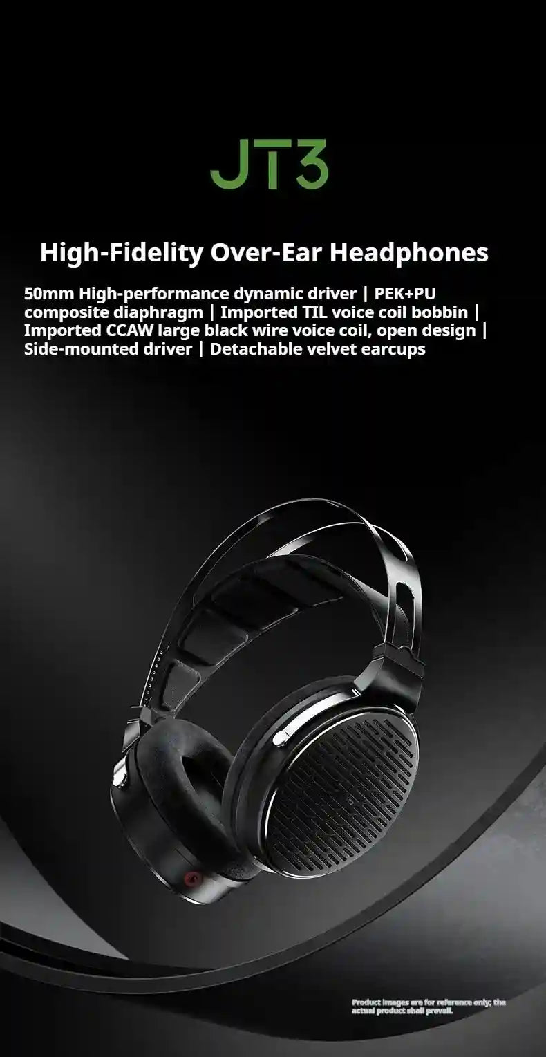 FiiO JT3 Open Back Wired Headphones – HiFi Studio Monitor Sound - Black Tidesmit