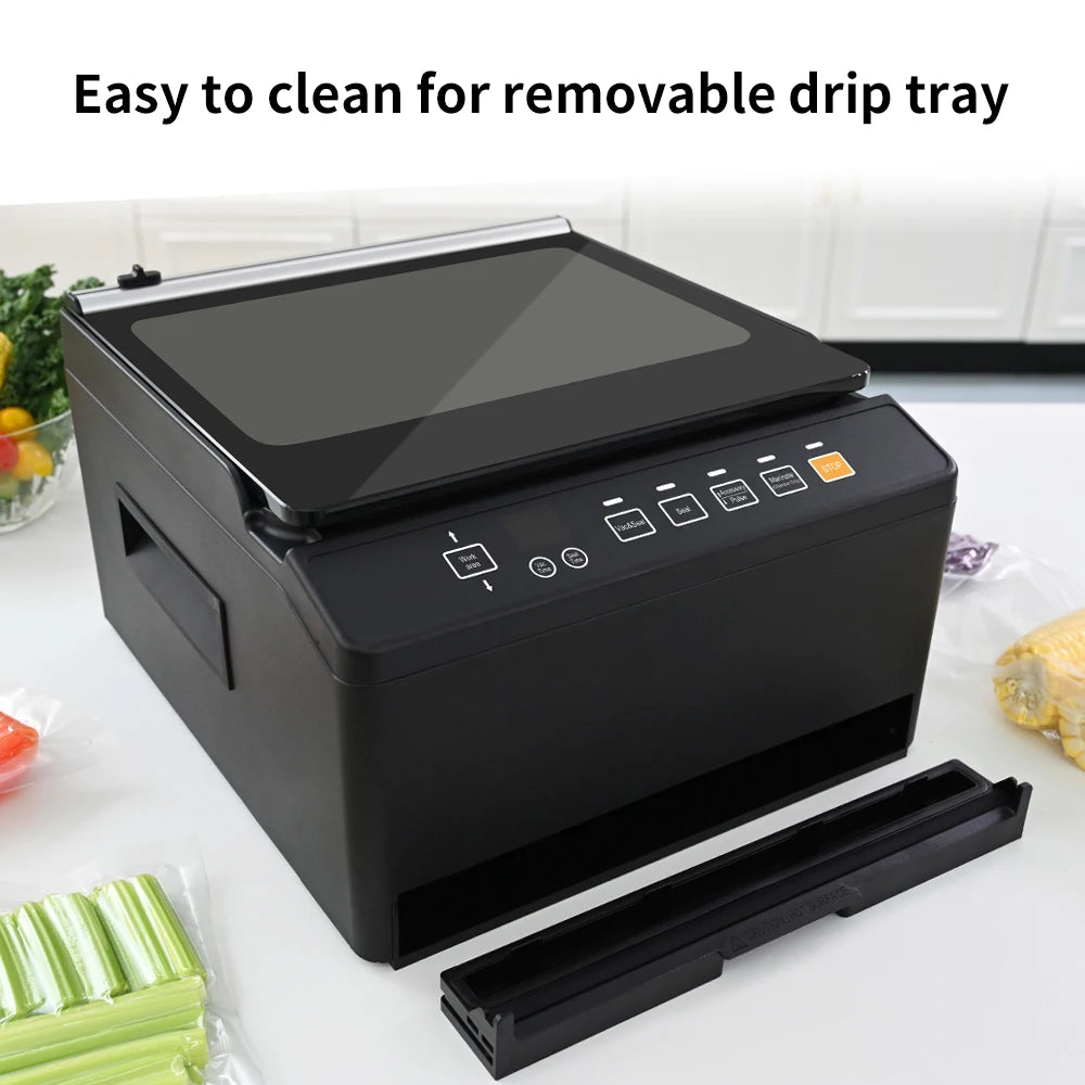 Automatic Chamber Vacuum Sealer Machine, -95Kpa Commercial Food Sealer, 30cm Sealing Width for Dry & Moist Food