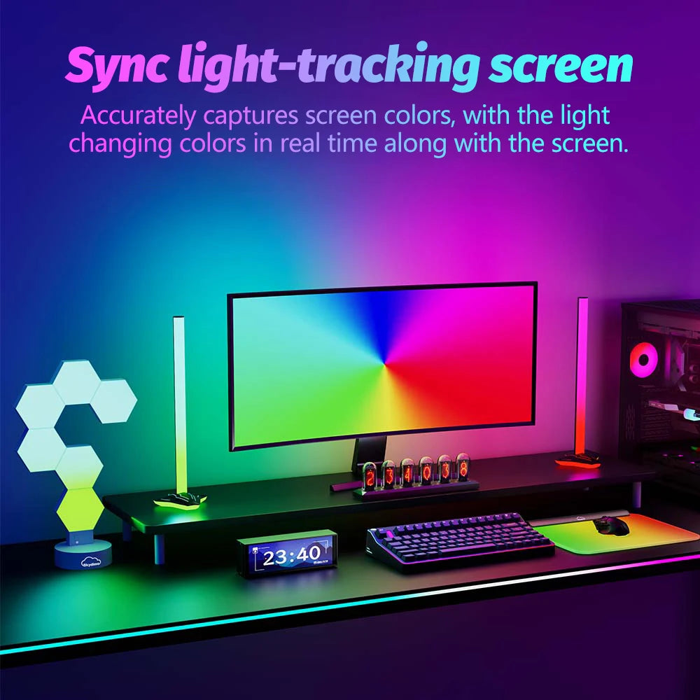 Upgraded PC Monitor Backlight RGBIC LED Light Strip Synchronized Screen Color/Music Computer Light Bar Double USB Port APP Contr
