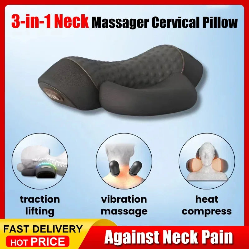 Electric Neck Massager Pillow with Heat Therapy and Vibration - Tidesmit Massage Cushion Tidesmit