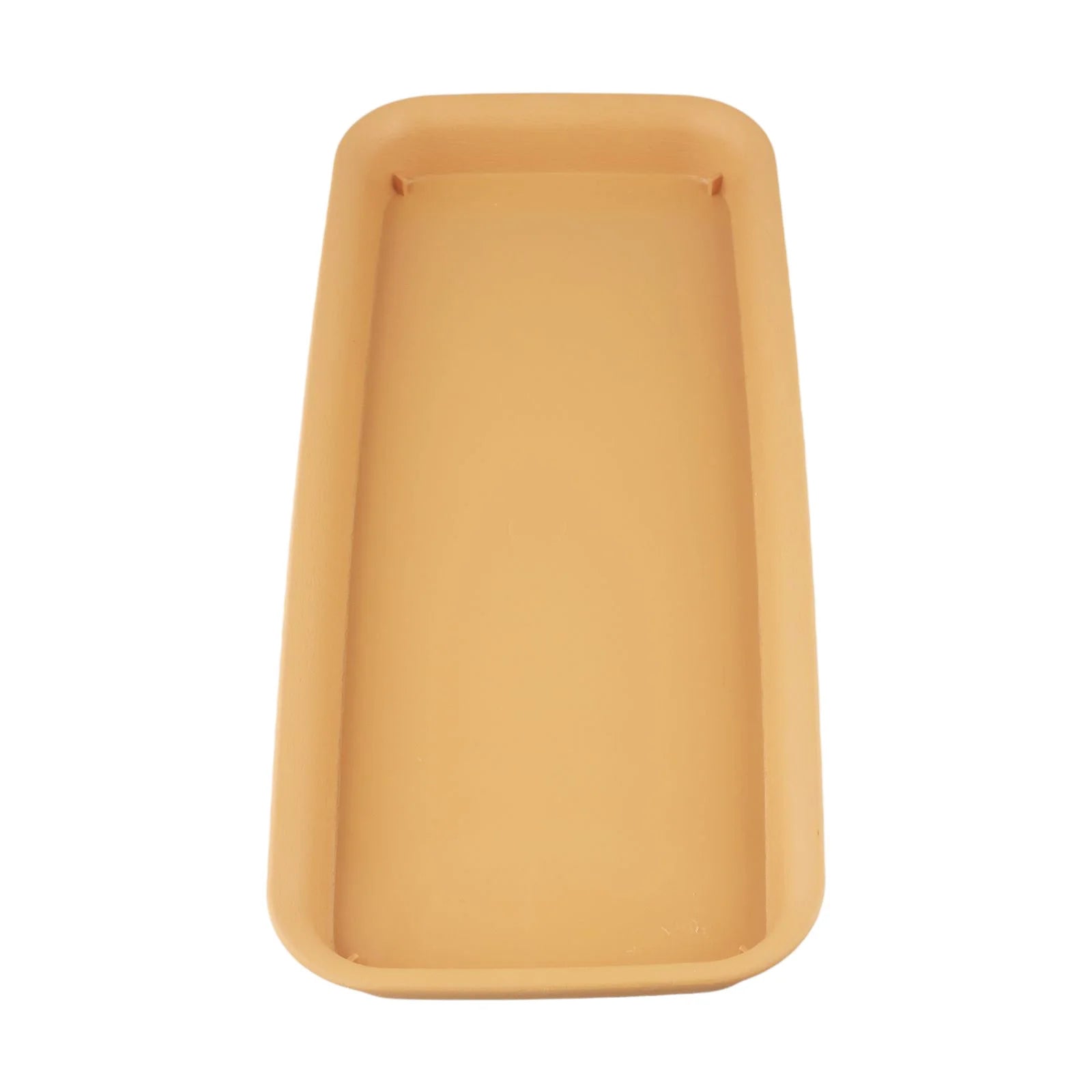 Rectangular beige plastic plant water tray with raised rim