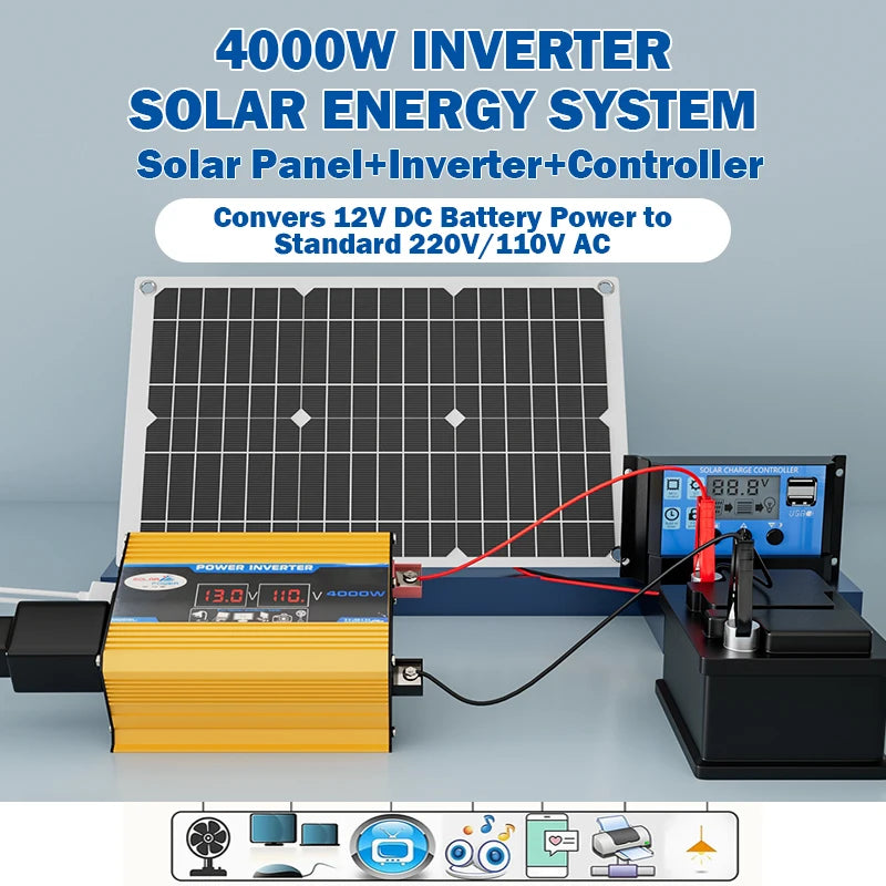6000W Solar Generator Kit, 300W Dual-Side Panel & 100A MPPT Smart Controller for Farm, RV, Camping, Off-Grid & Emergency