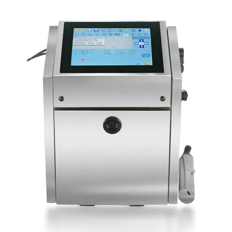Stainless steel inkjet printer with touchscreen display and front control knob