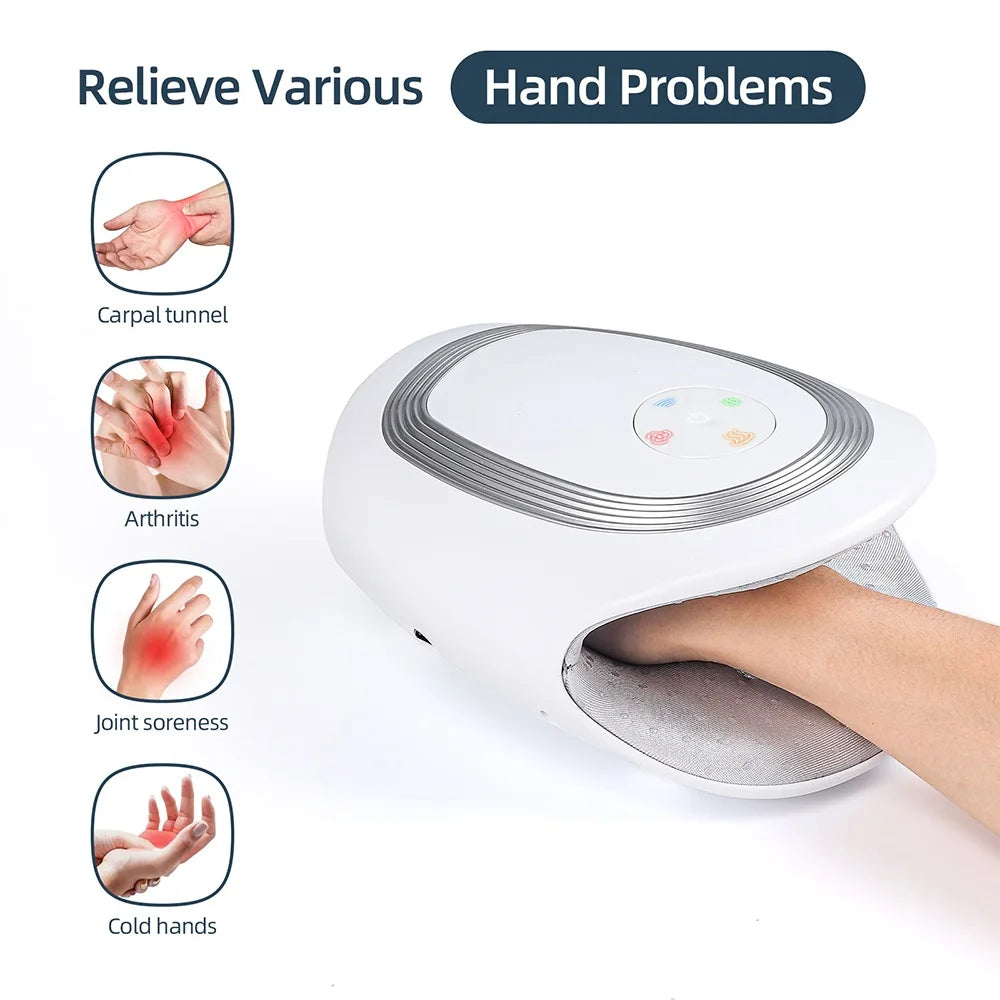 Tidesmit Electric Hand Massager with Heat and Air Compression - White Relaxation Treatment Tidesmit