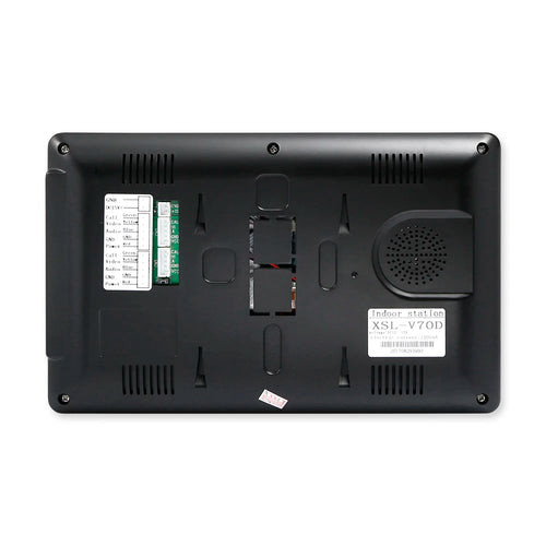 Wired video door intercom outdoor unit back panel with wiring terminals and speaker