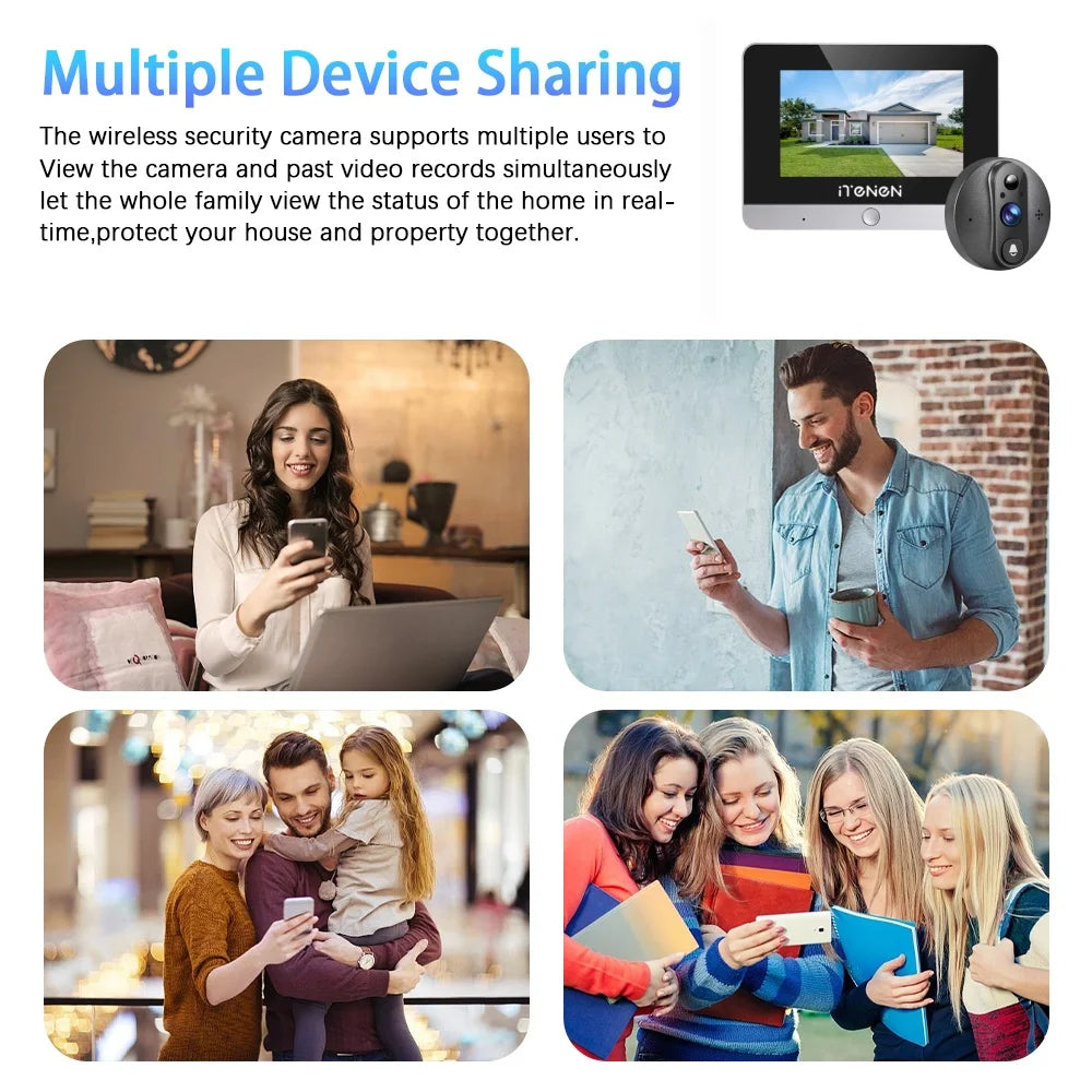 5inch Tuya Smart HD 5MP Peepholes Video Doorbells 2.4G Wifi Two Way Audio Digital Door Camera With 10000mah Battery IR Night Vision 160° Wide Angle Support Continuous Recording