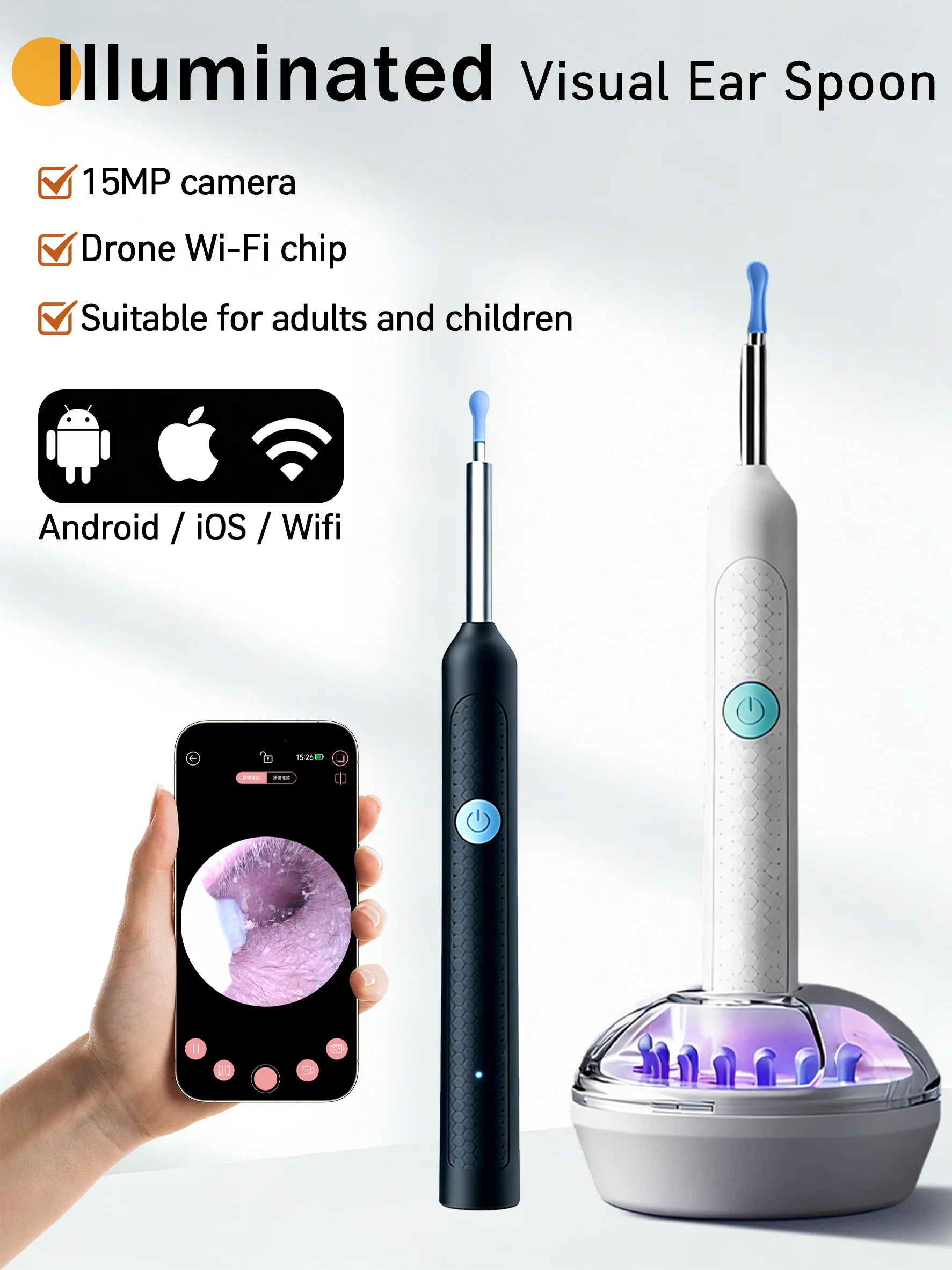 Digital Otoscope Ear Wax Removal Camera - HD Visual Lens - Tidesmit Relaxation Treatment Tidesmit