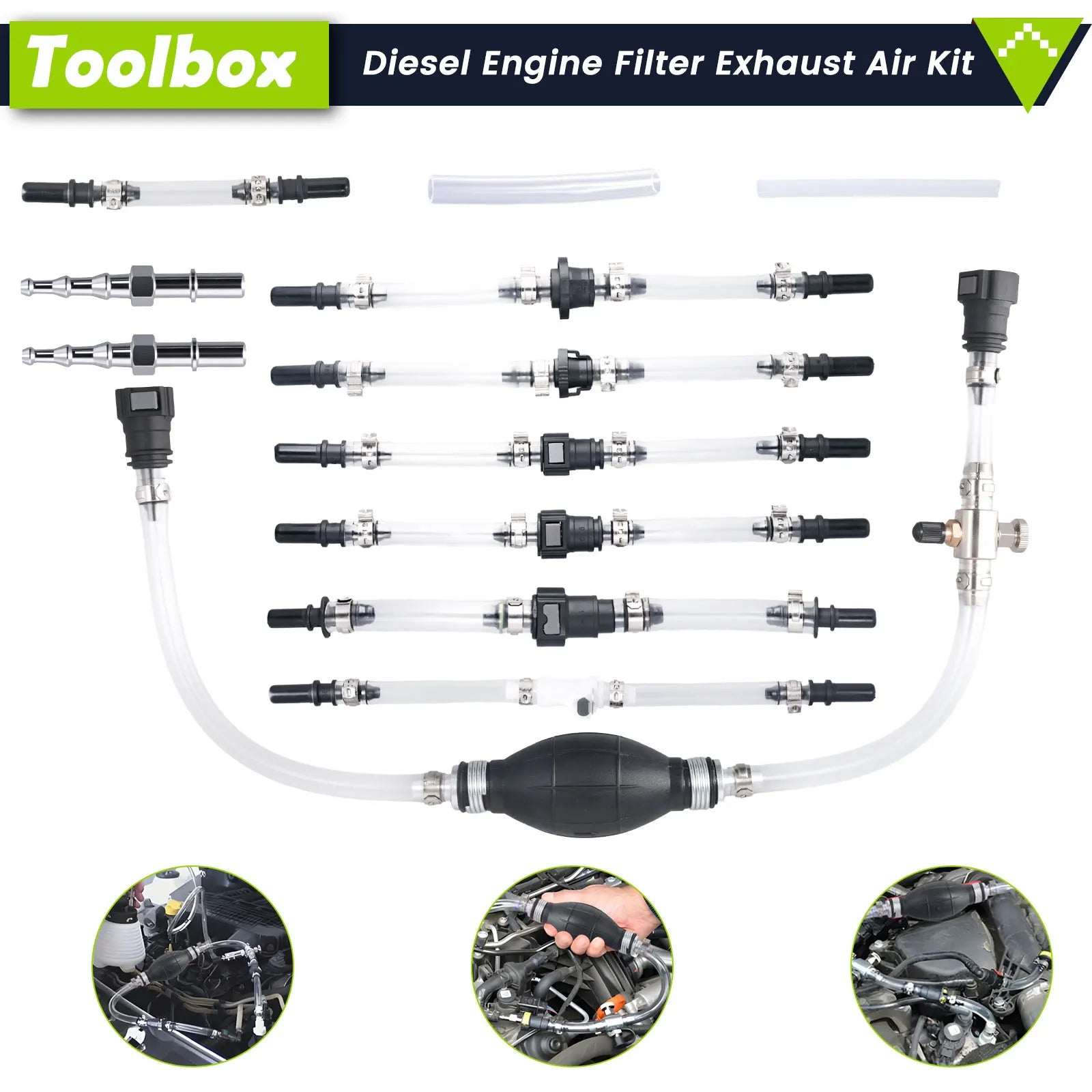 Podofo 12Pcs Diesel Engine Filter And Air Exhaust Tool For Venting The Low Pressure Side Of Diesel Fuel Systems, Changing Diesel Filters for Land Rover, Ford, Citroen Auto Air Bleed Kit Professional Repair Kit