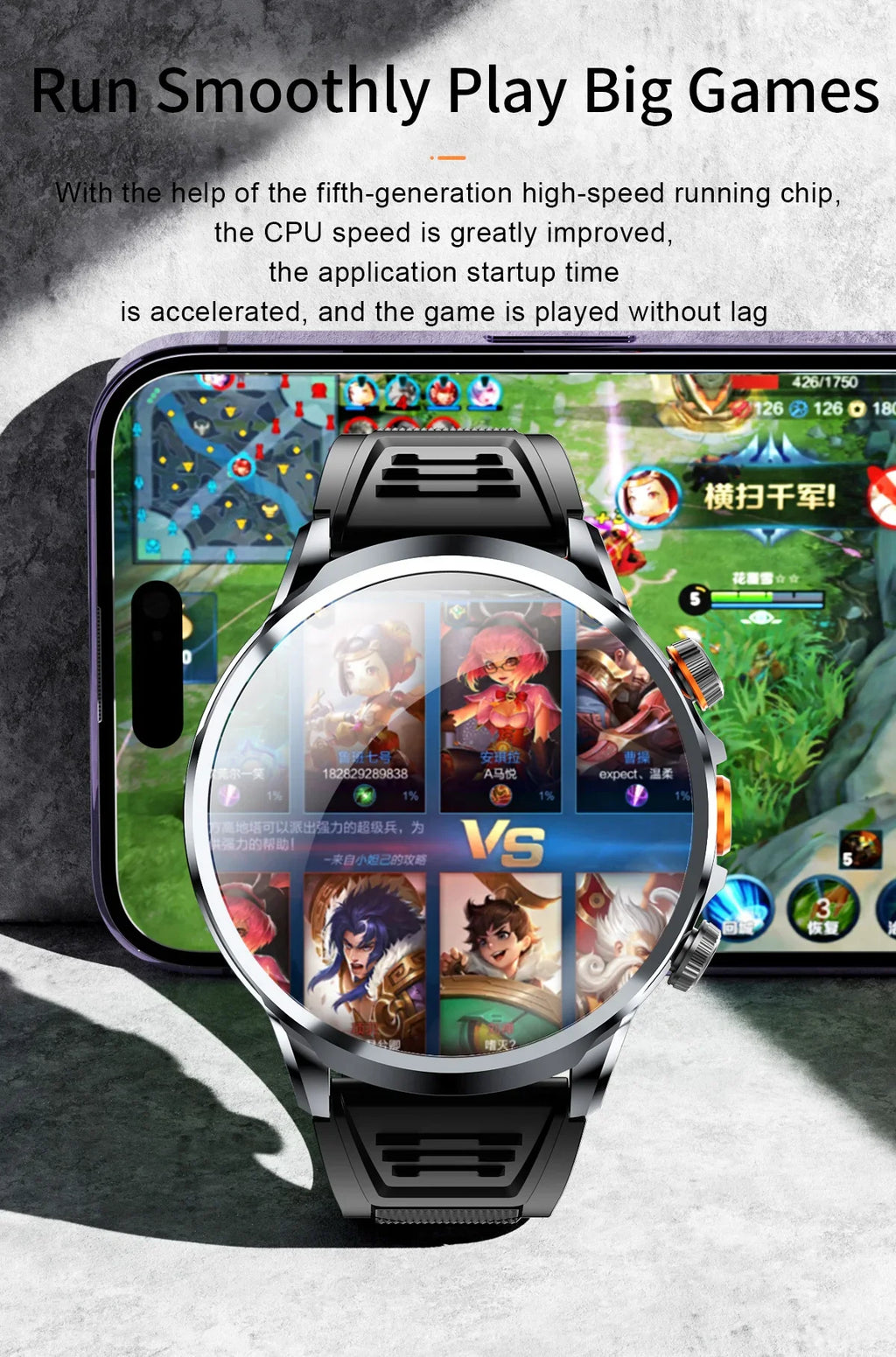 Smart Watch With 1.95 inch IPS 1100mah Battery 128GB ROM 500W Camera GPS WIFI Heart Rate APP Download Smartwatch Android 9.0