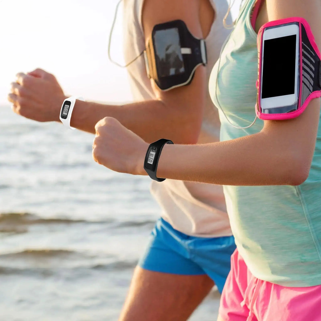 LCD Pedometer Bracelet Step Counter Watch Time Display Silicone StepTracker Multi-Function Fitness Watch For Adults Kids