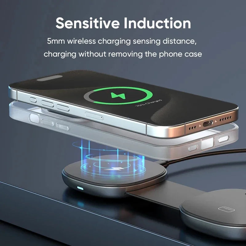 3-in-1 Wireless Charger for iPhone, AirPods, and Apple Watch - Qi Certified Tidesmit