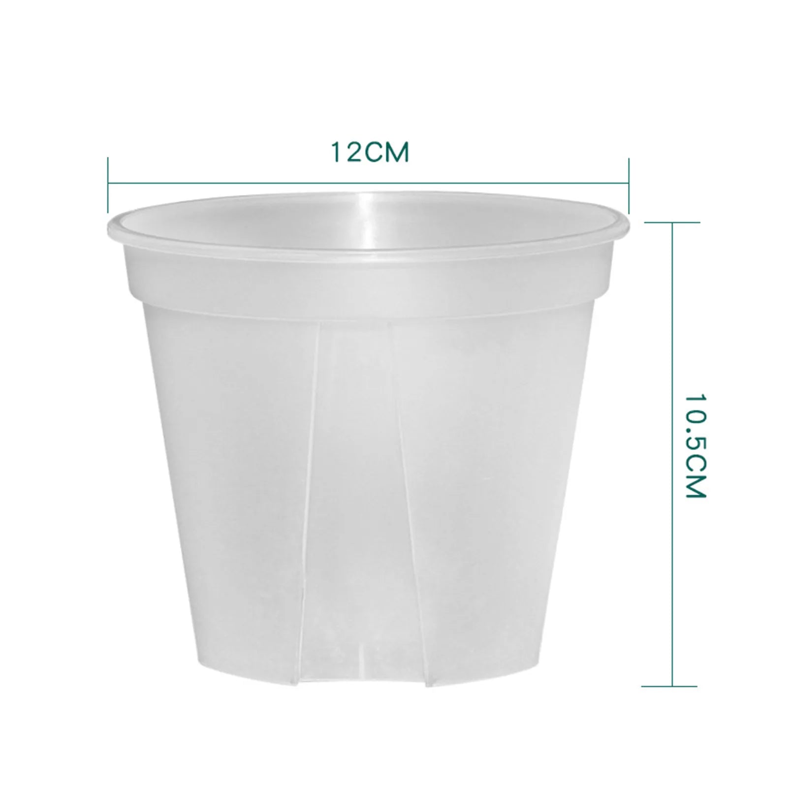 White round resin planter with tall rim and smooth outer wall