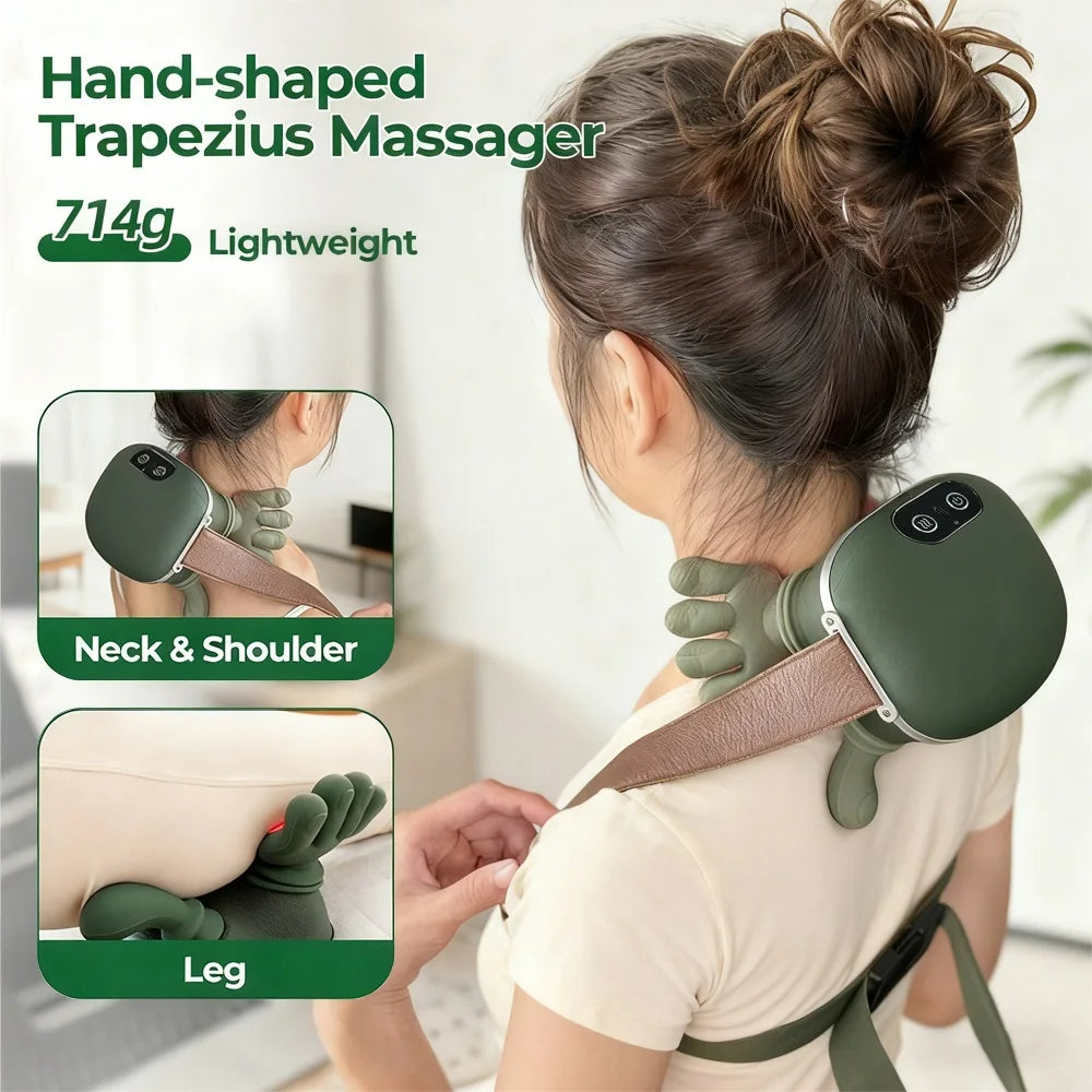 Electric Neck & Shoulder Massager | Deep Tissue Heat Therapy | Green Body Shaping Massage Equipment Tidesmit