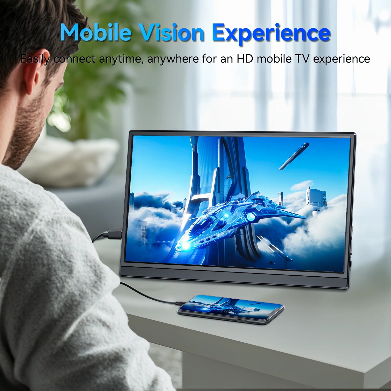 VEOUT 15.6-Inch Portable Monitor for Laptop 1080P HDR 16:9 Low Blue Light For XBox PS4 / 5 Switch Cell Phone PC Loptop Extension