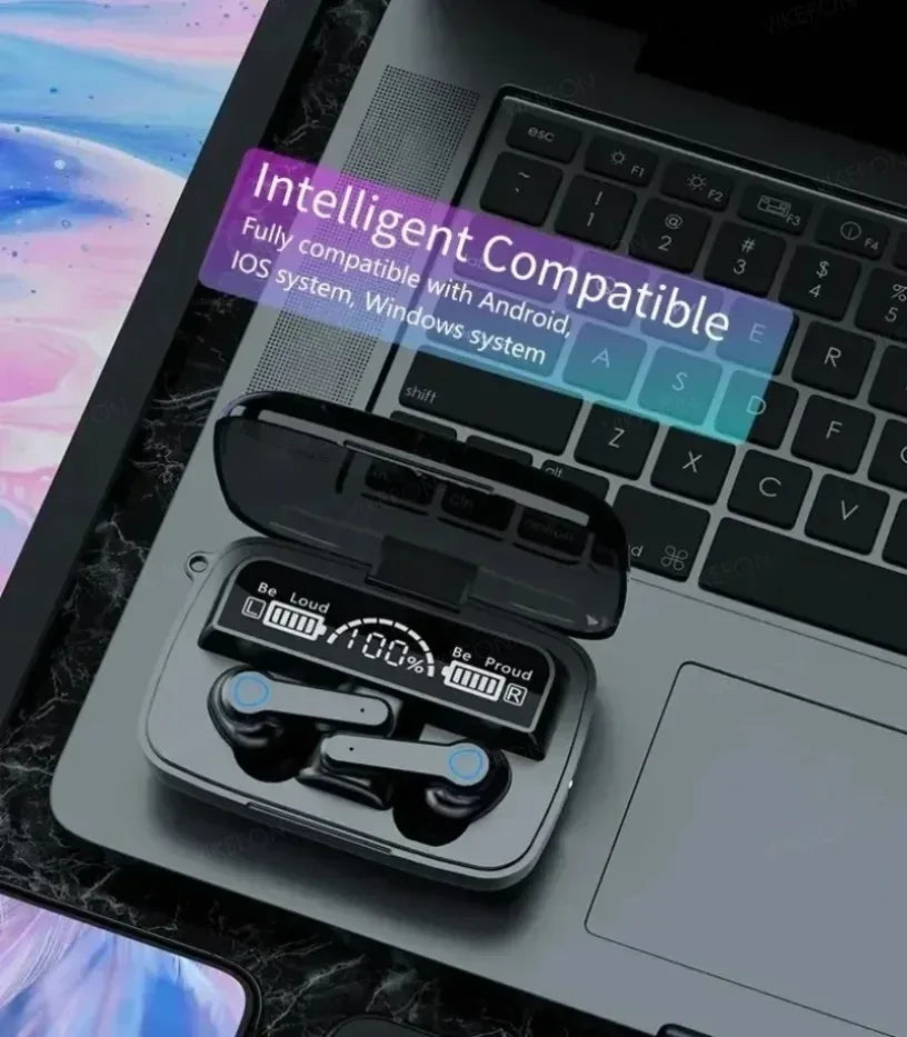 Tidesmit Bluetooth Wireless Earbuds with LED Display – Black Tidesmit
