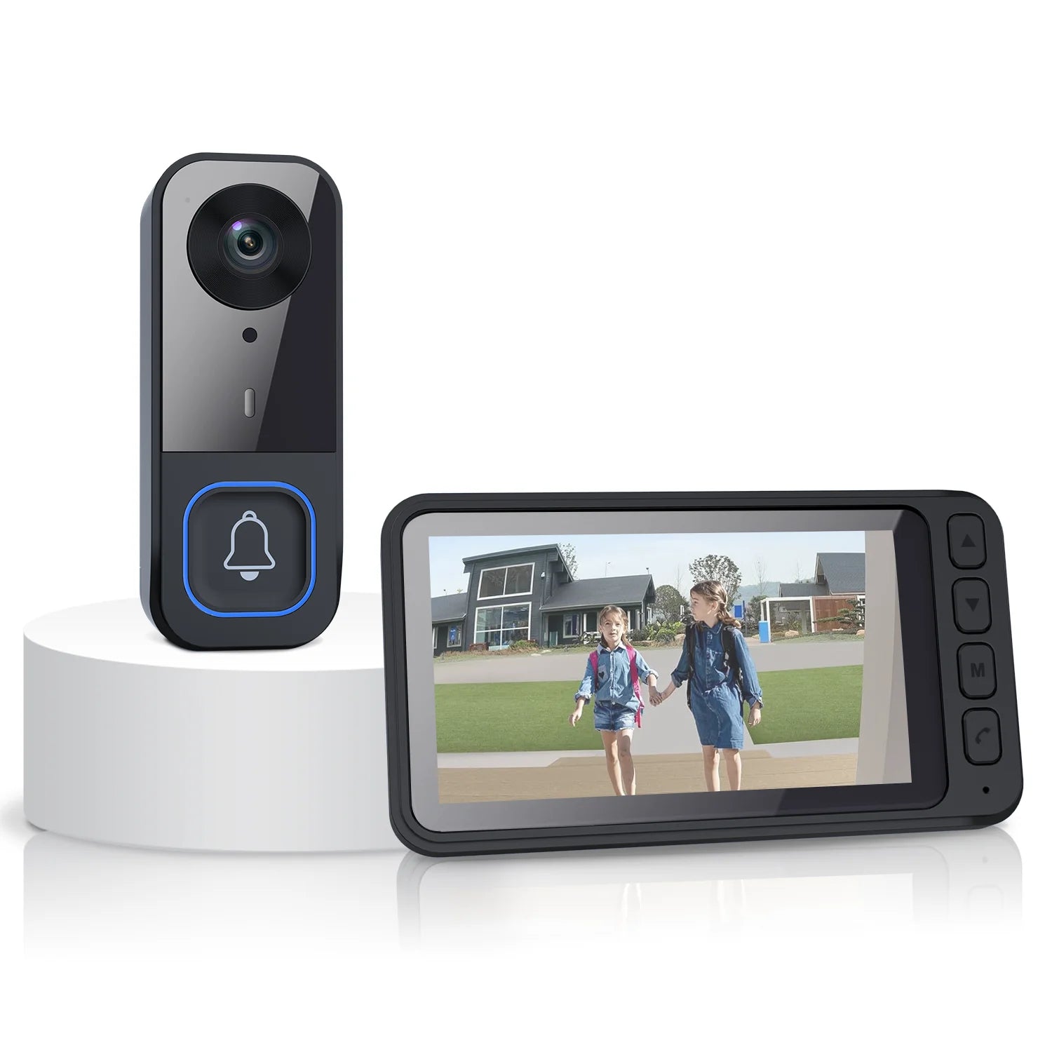 Wireless Doorbell Camera with Monitor Smart Video Doorbell 2-Way Audio Infrared Night Vision No WiFi Connection No APP Required