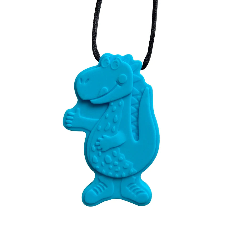 Gem Silicone Teethers Crystal Chew Necklace Sensory Pandent Chewing Toy for Kids Boys Girls Autism