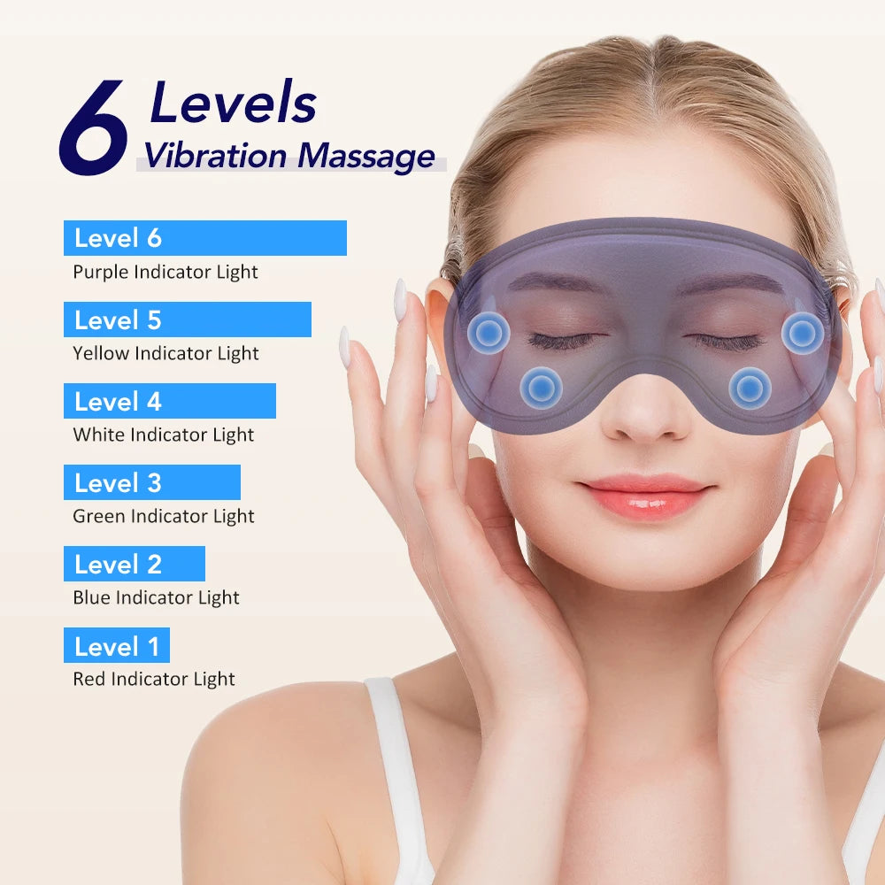 Electric Steam Eye Mask with 3D Vibration Massage and Heat Therapy Relaxation Treatment Tidesmit