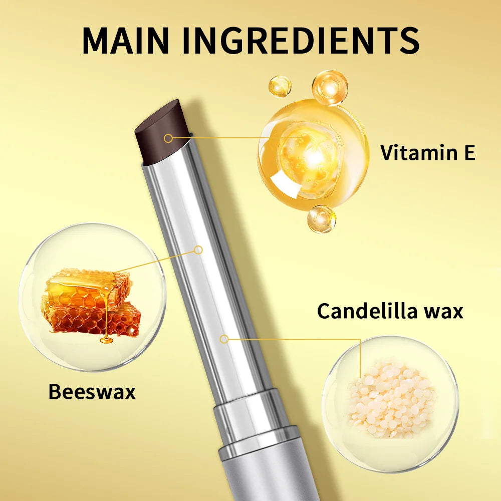 Honey moisturizing lip balm with Vitamin E, beeswax, and candelilla wax in a silver tube for nourishing lip makeup.