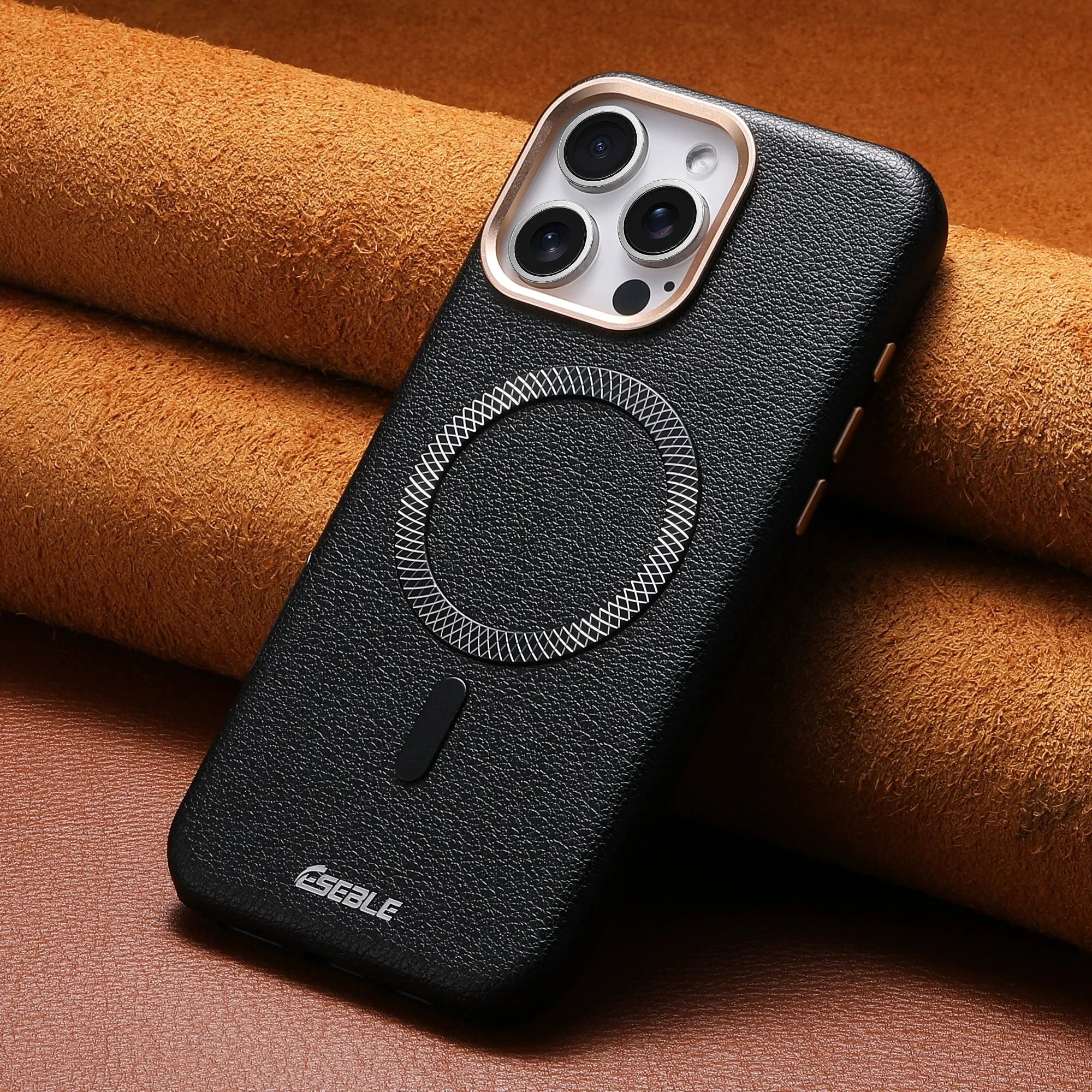 Magnetic Leather iPhone Case | Shock-Absorbing & Wireless Charging Compatible Black2 Tidesmit