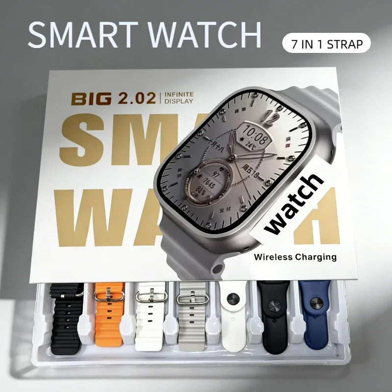 New Fashion Smart Watch Bluetooth Call Man Woman Heart Rate Health Monitoring Sports Waterproof Smartwatch 7 in 1 Straps Watch