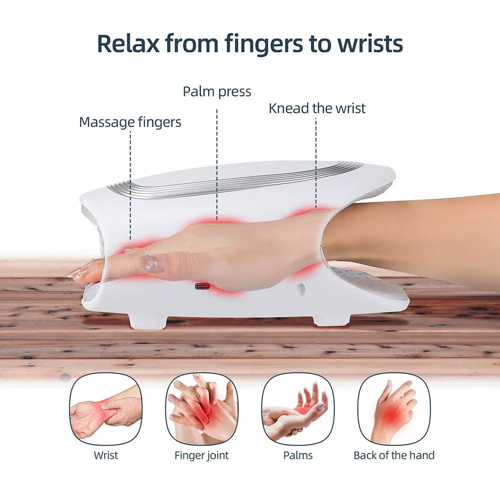 Tidesmit Electric Hand Massager with Heat and Air Compression - White Relaxation Treatment Tidesmit